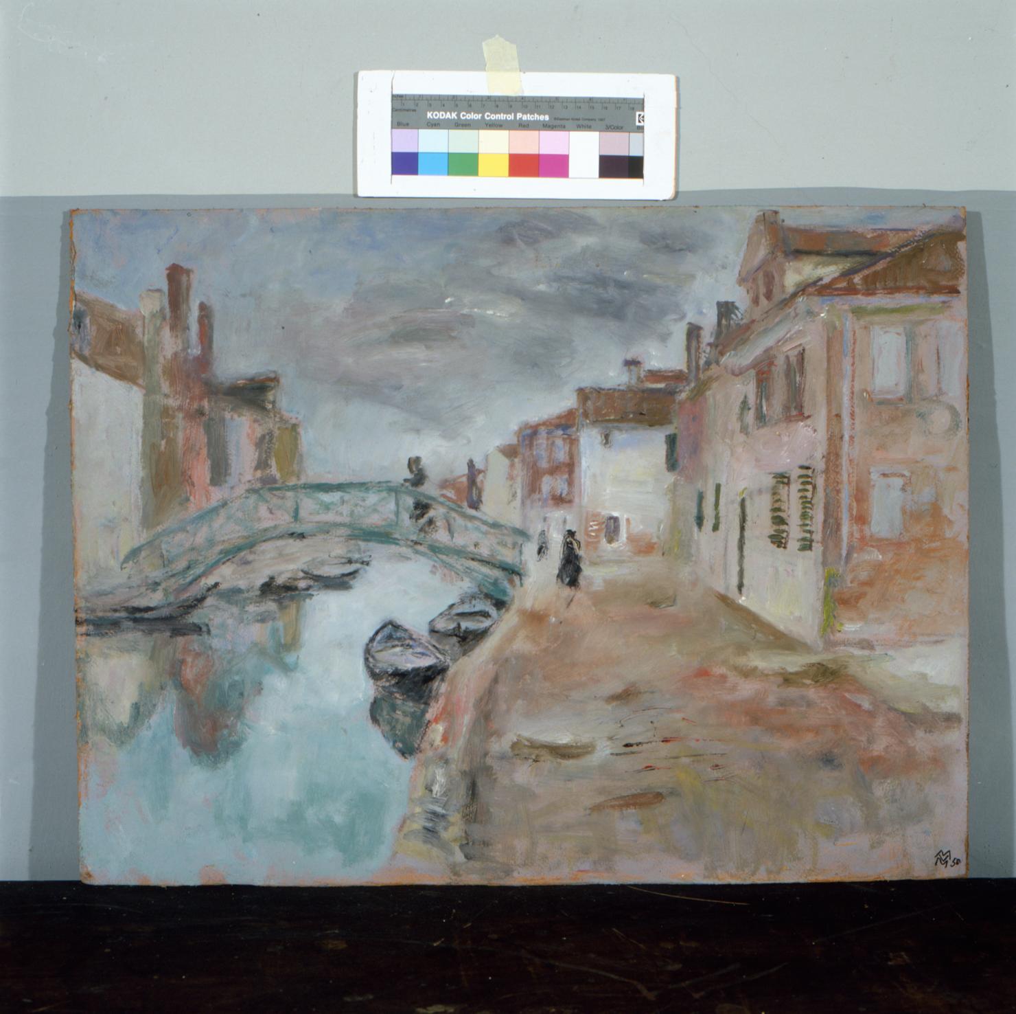 Novembre a Burano, veduta di Burano (dipinto) di Vellani Marchi Mario (sec. XX)