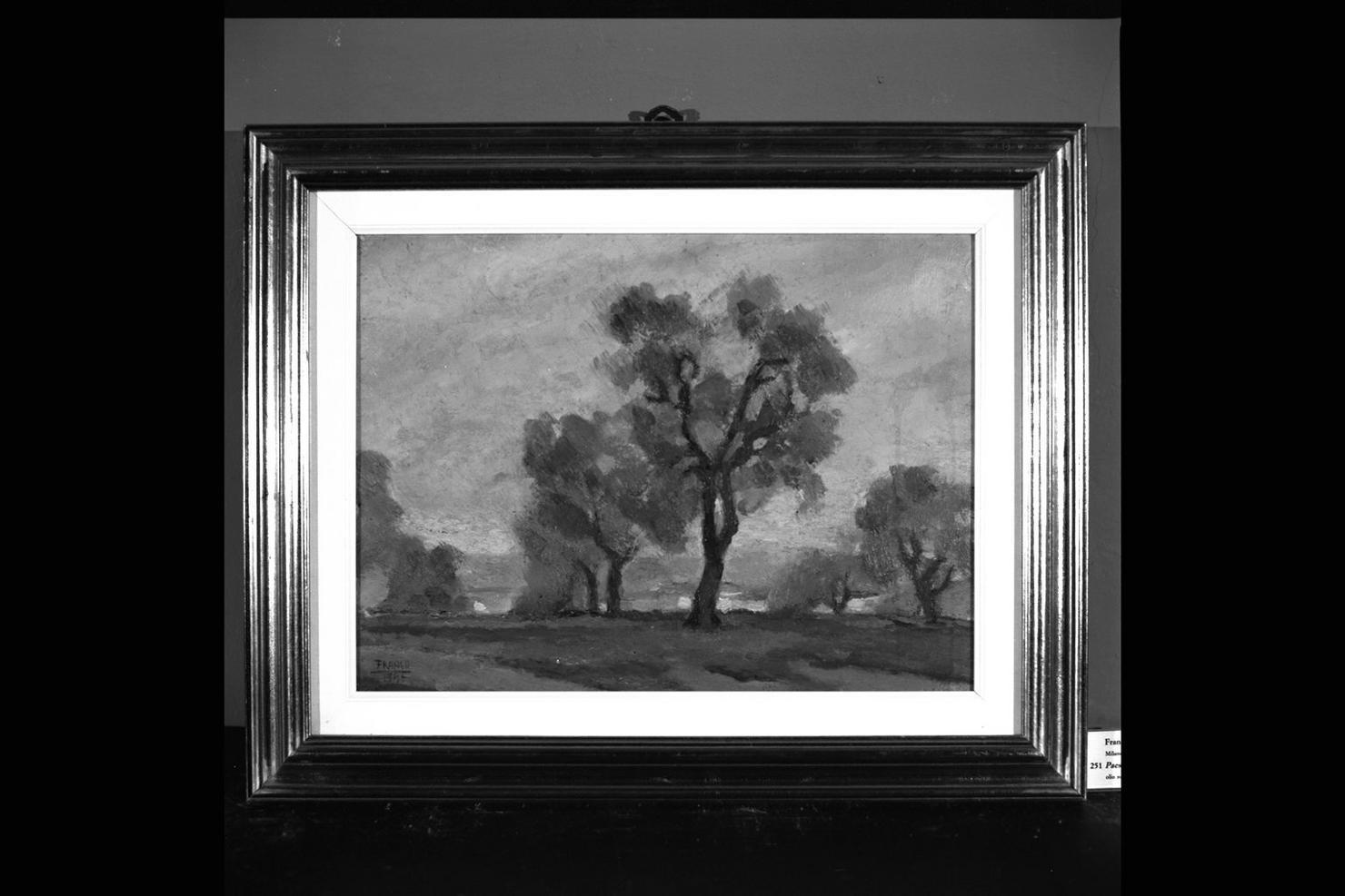 Querce, paesaggio con alberi (dipinto) di Cacciaguerra Franco (sec. XX)