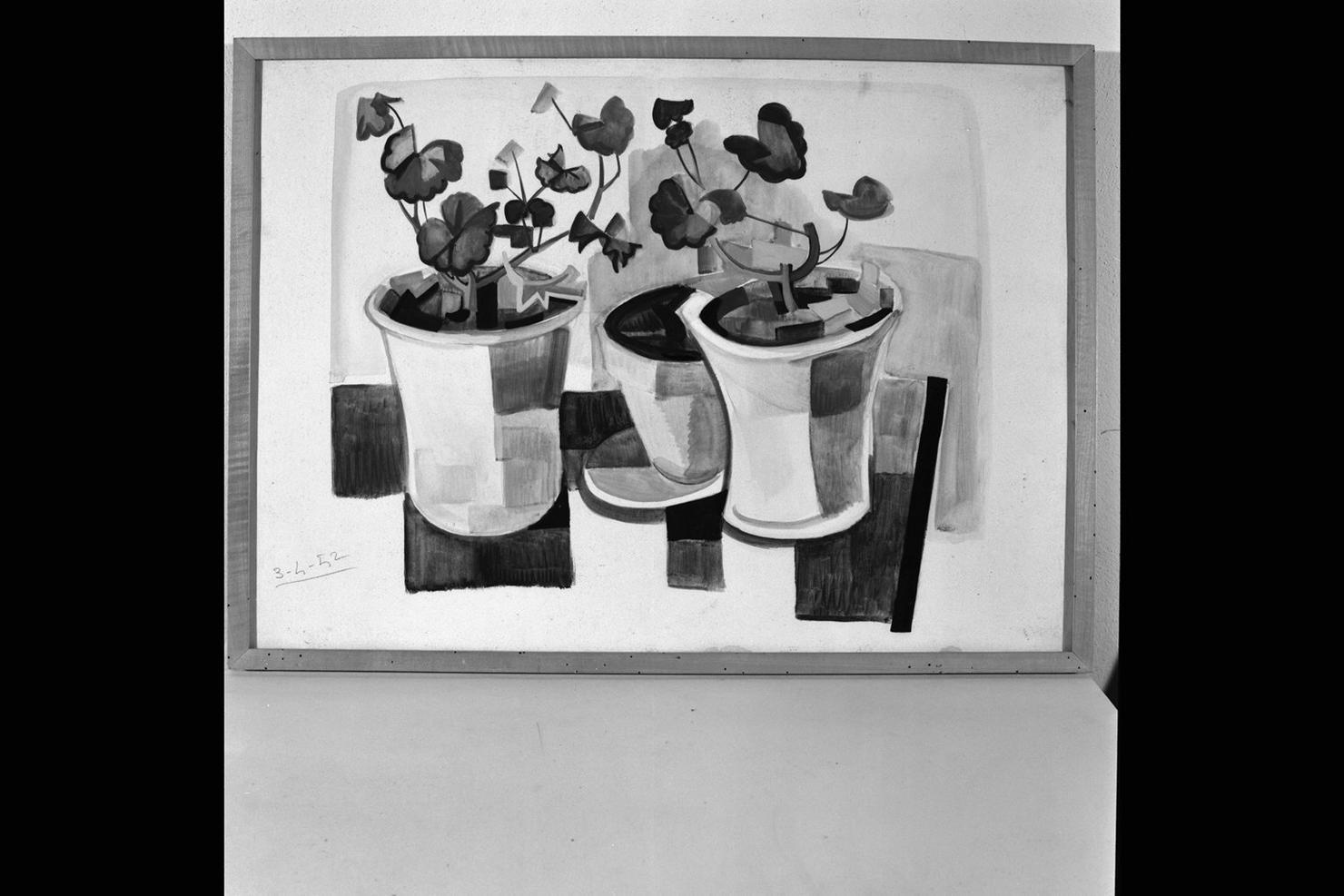 vaso con fiori (dipinto) di Cacciaguerra Franco (sec. XX)