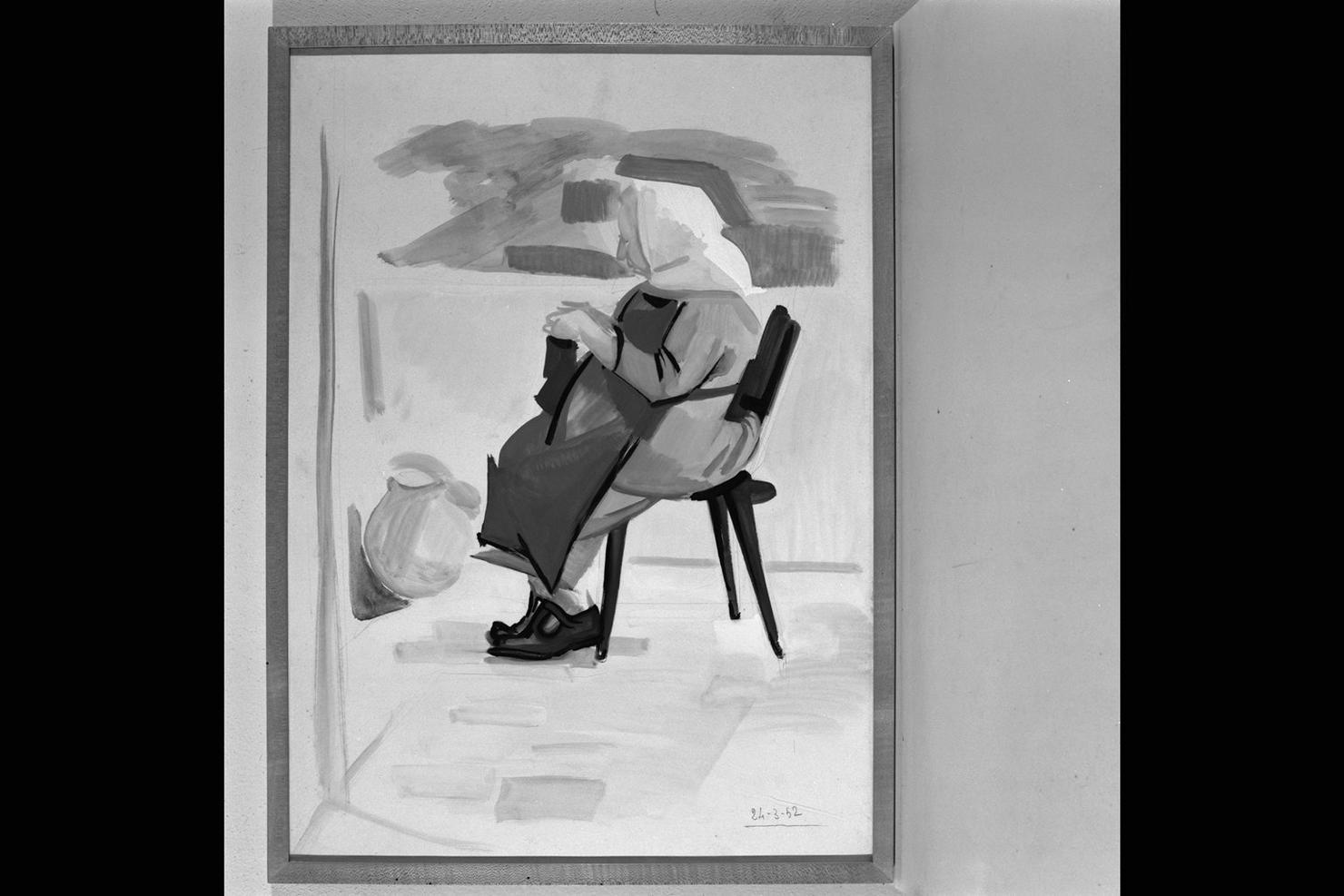 figura femminile seduta (dipinto) di Cacciaguerra Franco (sec. XX)