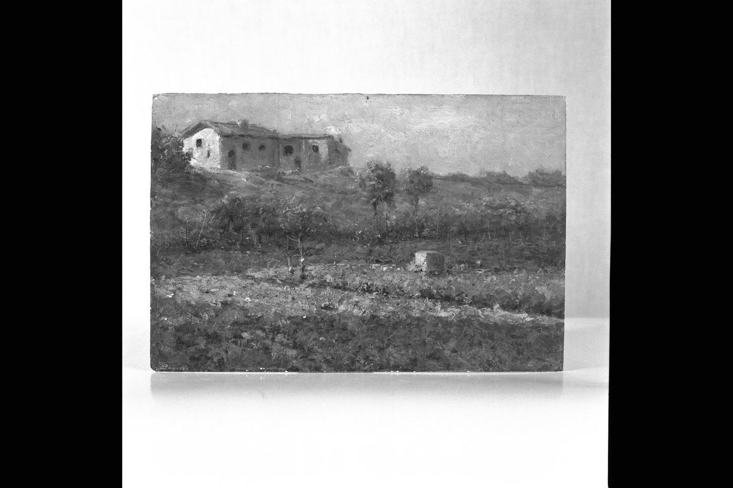paesaggio con orti e casolari (dipinto) di Baynes Gualtiero (fine/inizio secc. XIX/ XX)