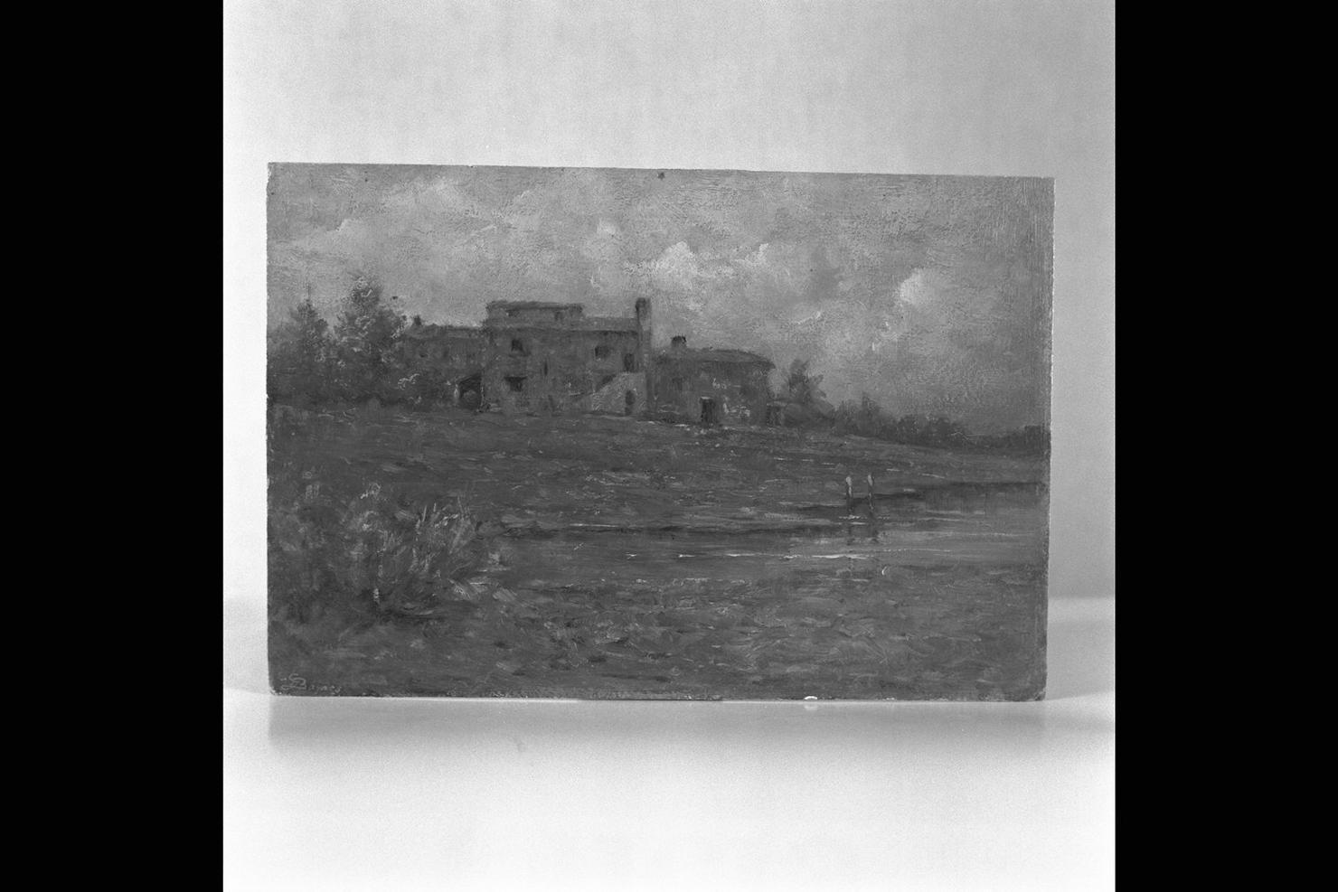 Casa colonica presso Ancona, paesaggio con casa colonica (dipinto) di Baynes Gualtiero (fine/inizio secc. XIX/ XX)