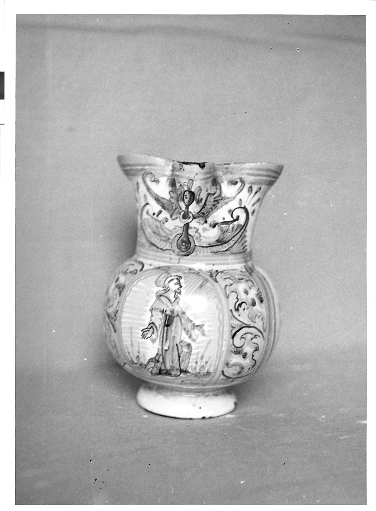 San Francesco d'Assisi riceve le stimmate (boccale) - bottega derutese (fine/inizio secc. XVI/ XVII)