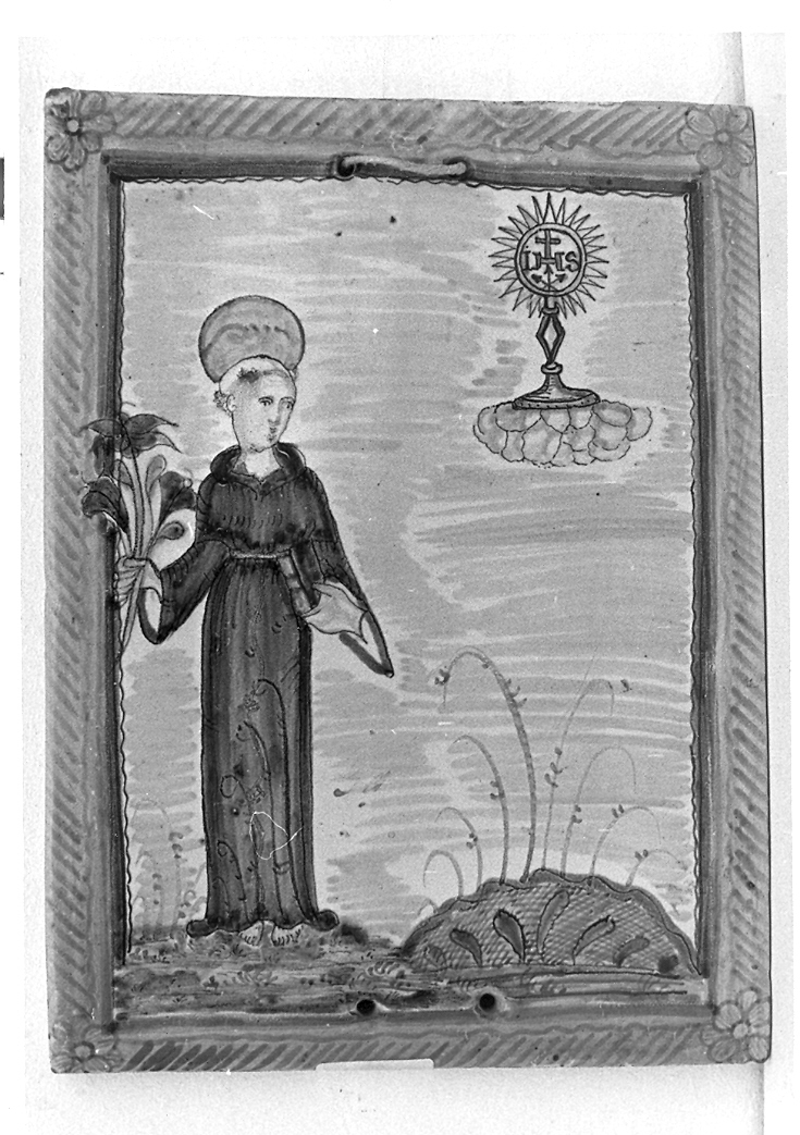 Sant'Antonio da Padova (mattonella) - bottega derutese (secc. XVII/ XVIII)