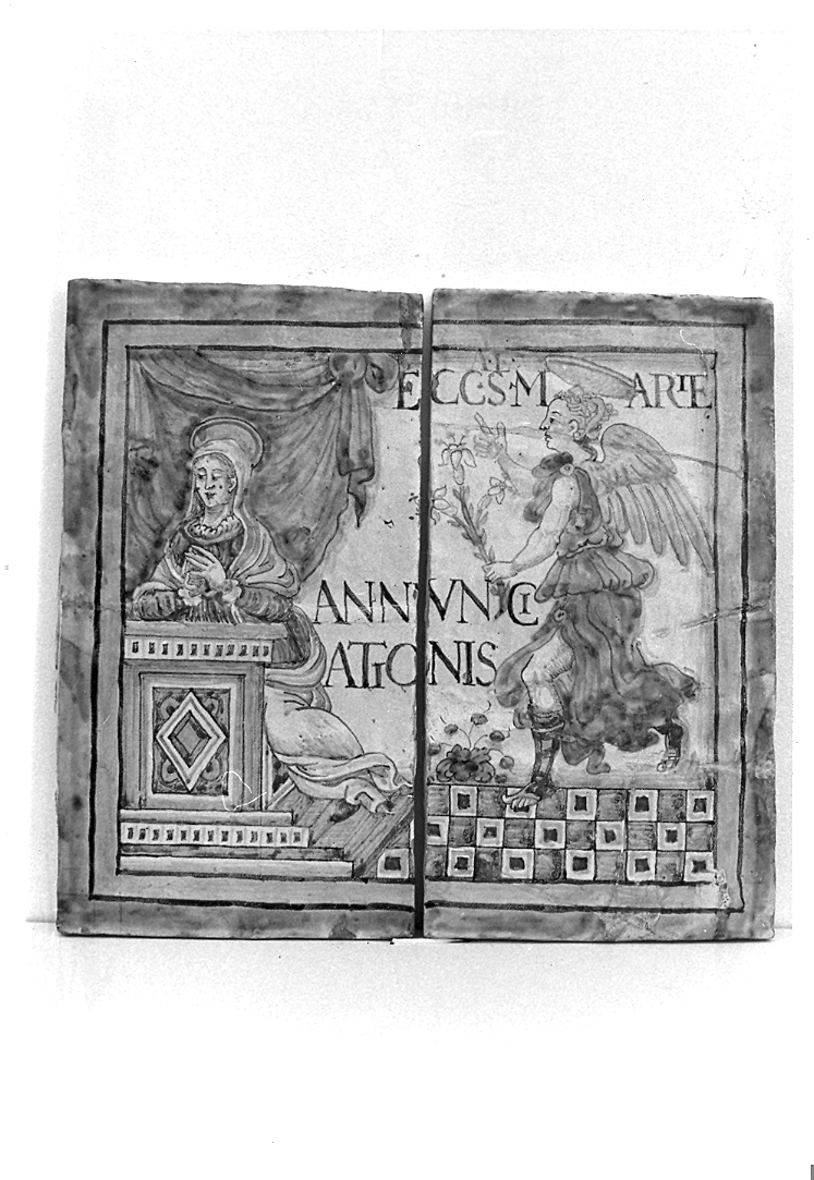 Annunciazione (lastra) - bottega derutese (sec. XVI)