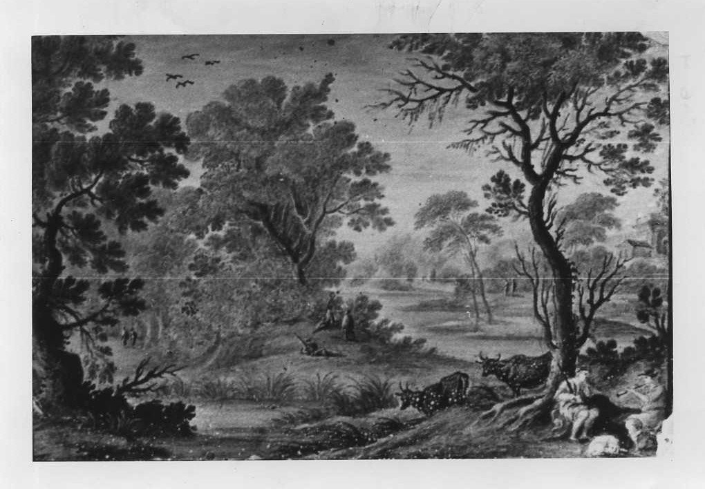 paesaggio (mattonella) di Grue Francesco Antonio Saverio (sec. XVIII)