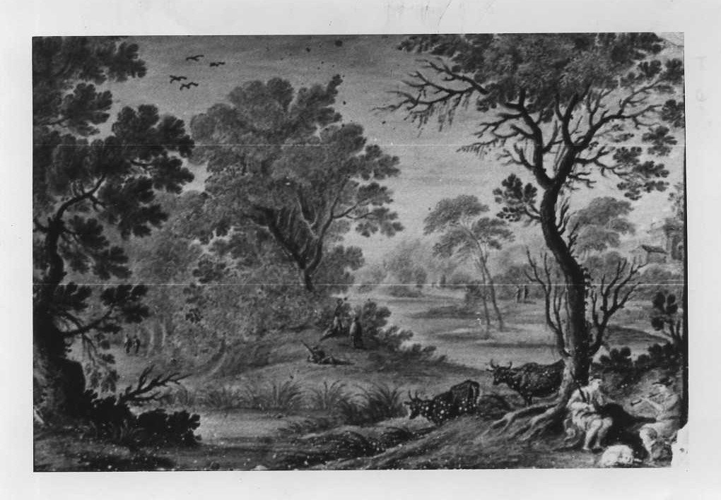 paesaggio (mattonella) di Grue Francesco Antonio Saverio (sec. XVIII)