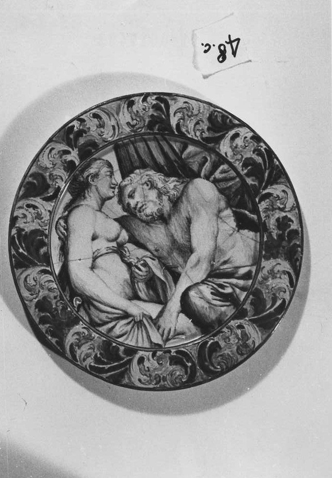 Giove e Giunone (piattino) di Grue Carlo Antonio (sec. XVIII)