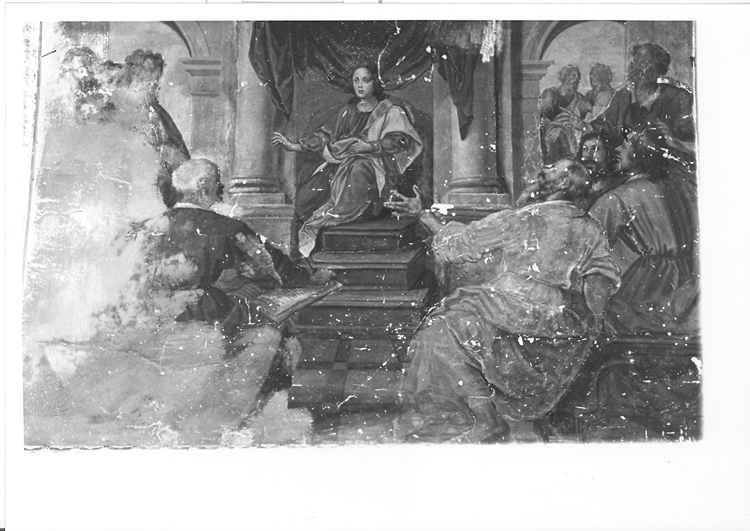 disputa di Gesù con i dottori nel tempio (dipinto) di Buratti Girolamo (attribuito) (sec. XVII)