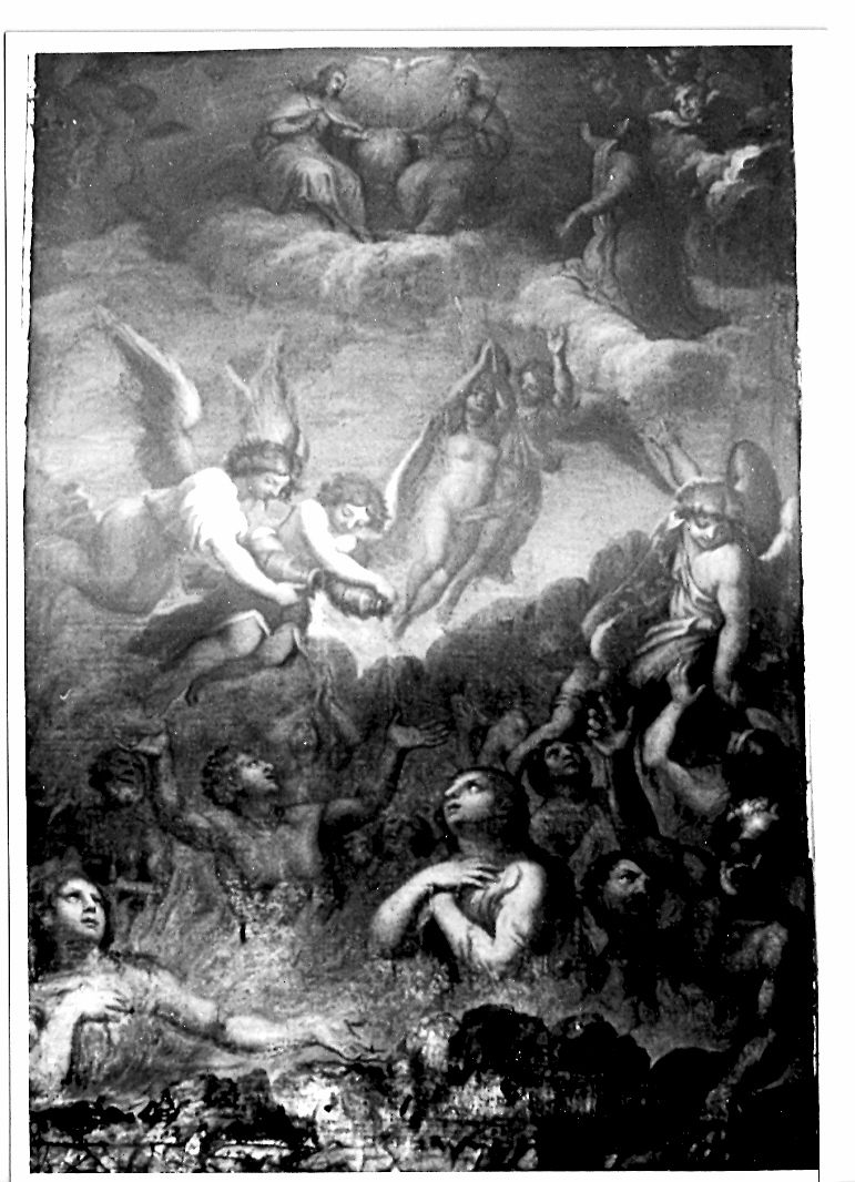 angeli che liberano le anime del purgatorio (dipinto) di De Magistris Simone (attribuito) (sec. XVI)