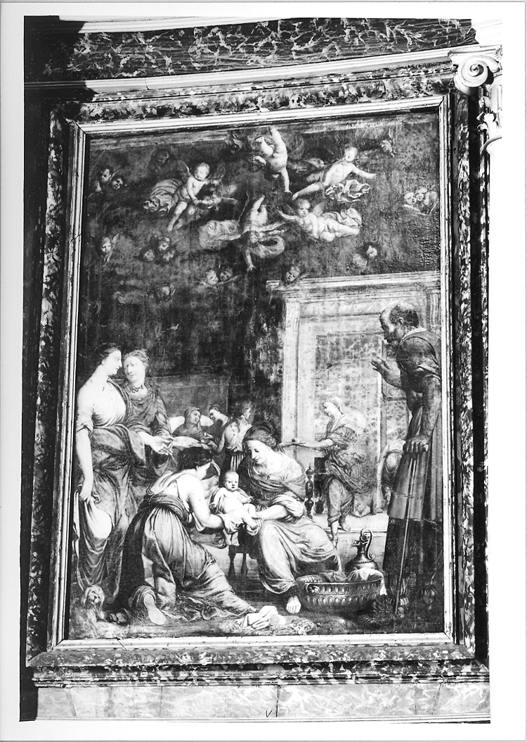 nascita di Maria Vergine (dipinto) di Briotti Pietro Andrea (seconda metà sec. XVI)