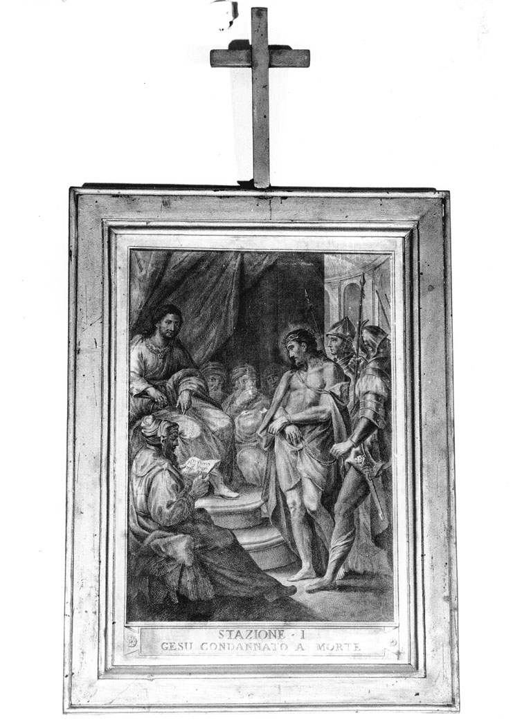 stazione I: Gesù condannato a morte (stampa, elemento d'insieme) di Campanella Angelo (seconda metà sec. XVIII)