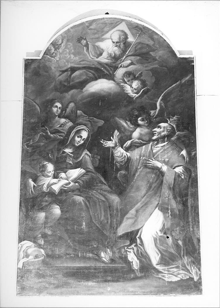 Sant'Anna Maria Bambina e San Filippo Neri (dipinto) di Ricci Filippo (attribuito) (sec. XVIII)