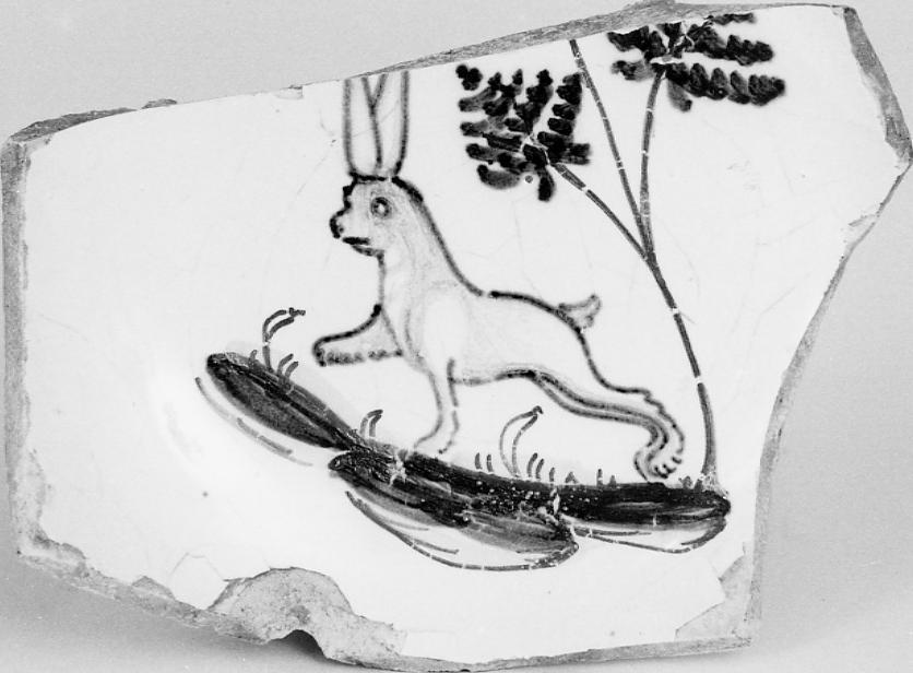 piatto, frammento - bottega di Castelli (sec. XVII)