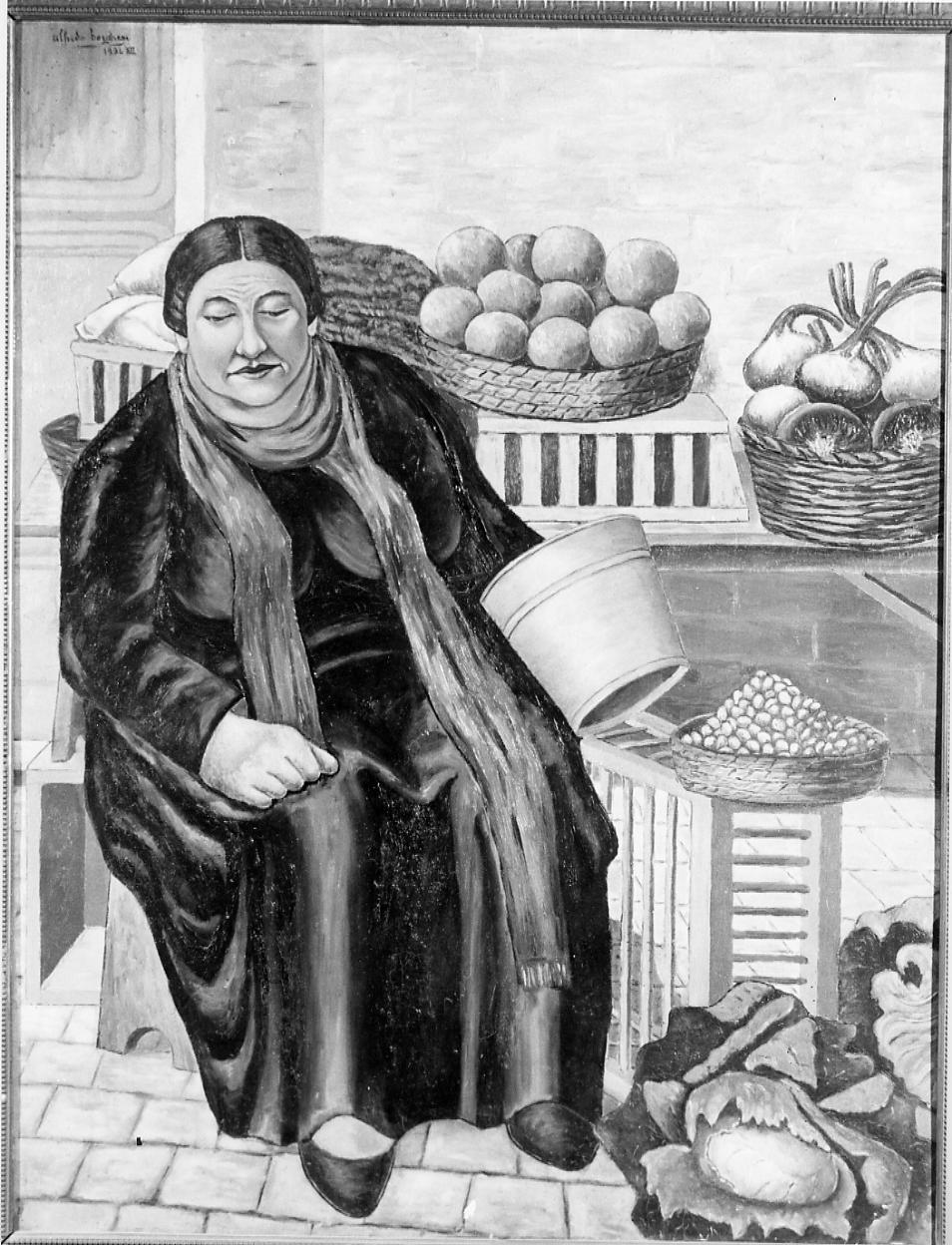 fruttivendola (dipinto) di Borghesi Alfredo (sec. XX)