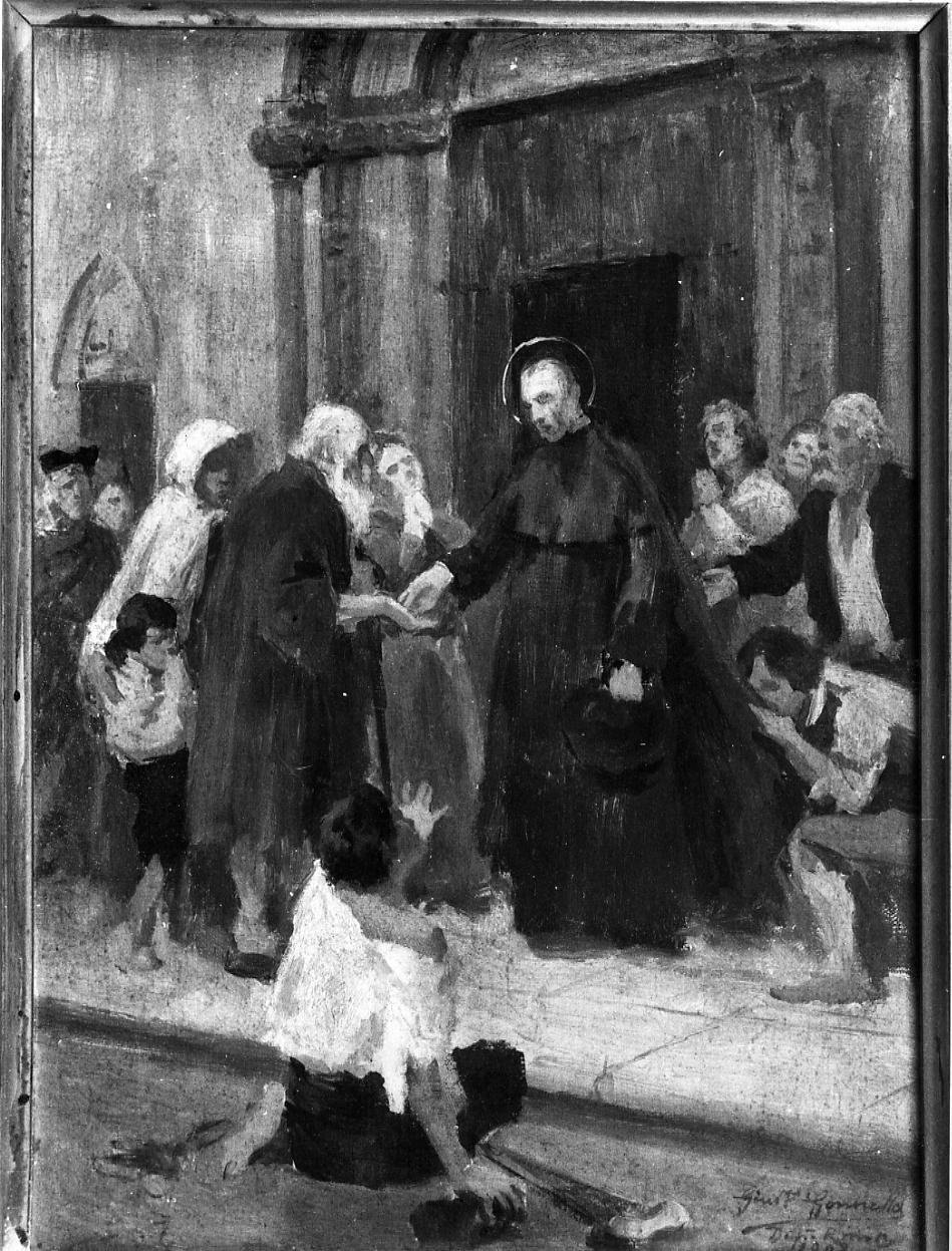 elemosina di San Girolamo Emiliani (?) (dipinto) di Gonella Giuseppe (sec. XX)