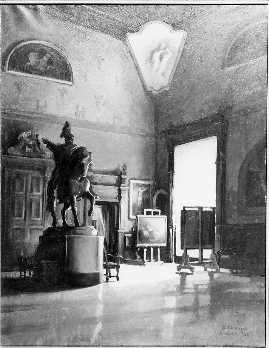 il Salone della Vittoria, veduta di interno (dipinto) di Ferrari Dino (sec. XX)