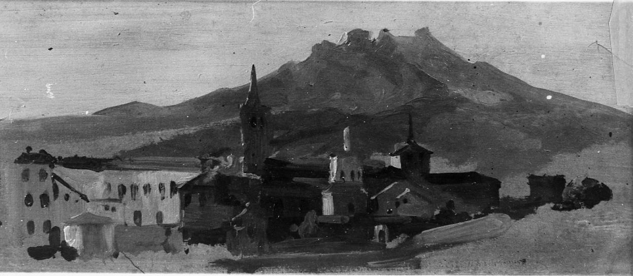 Duomo e Vescovado di Ascoli, veduta di Ascoli Piceno (dipinto) di Gabrielli Giulio (sec. XIX)