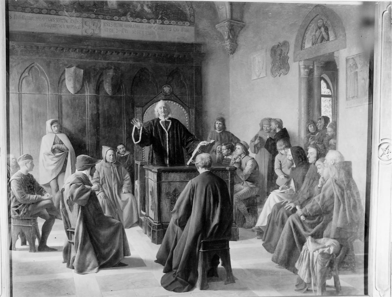 Cecco d'Ascoli tiene una lezione a Firenze (dipinto) di Cantalamessa Giulio (sec. XIX)