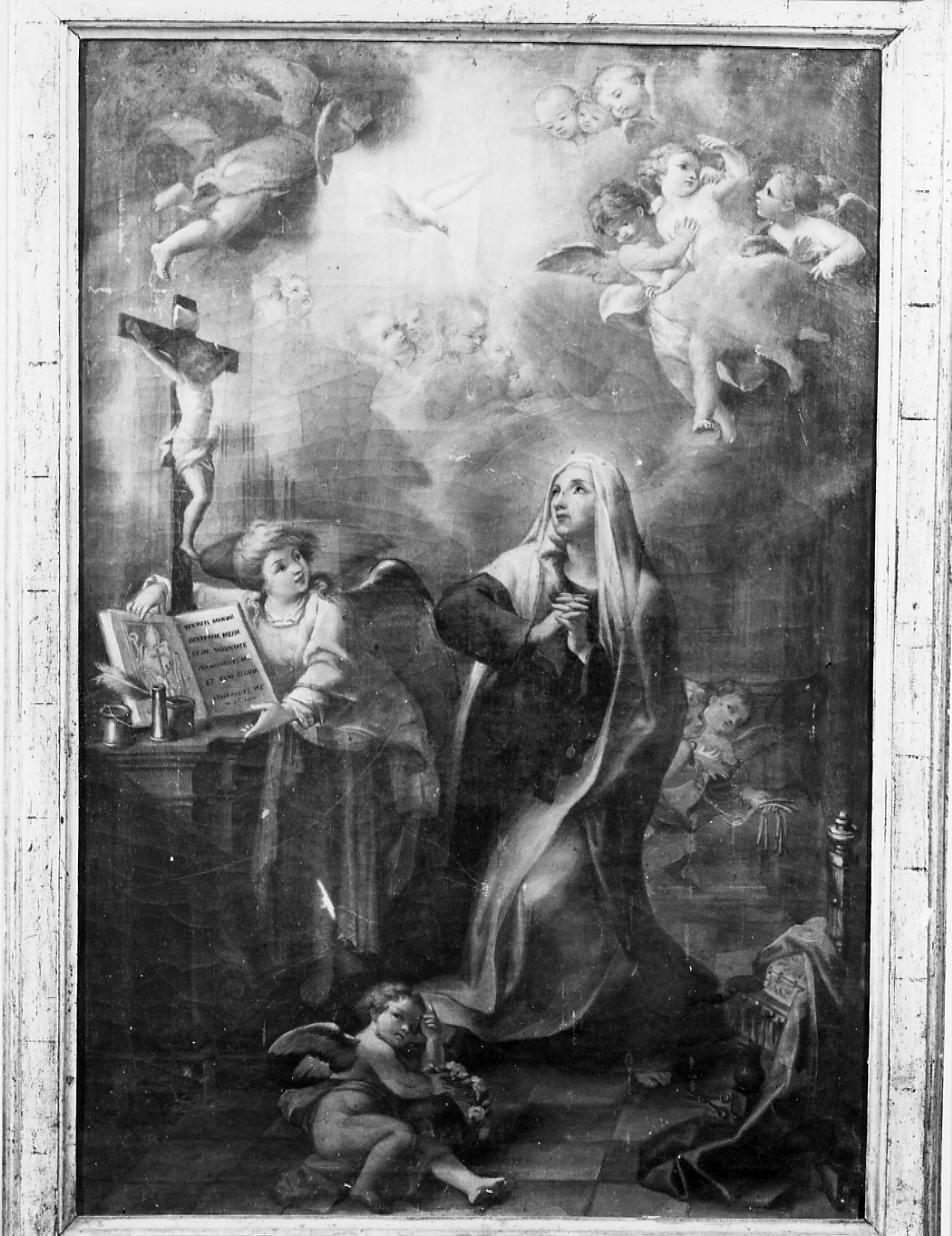 Santa Francesca Romana ha la visione del suo angelo custode (dipinto) di Sciacca Tommaso Maria (attribuito) (fine/inizio secc. XVIII/ XIX)