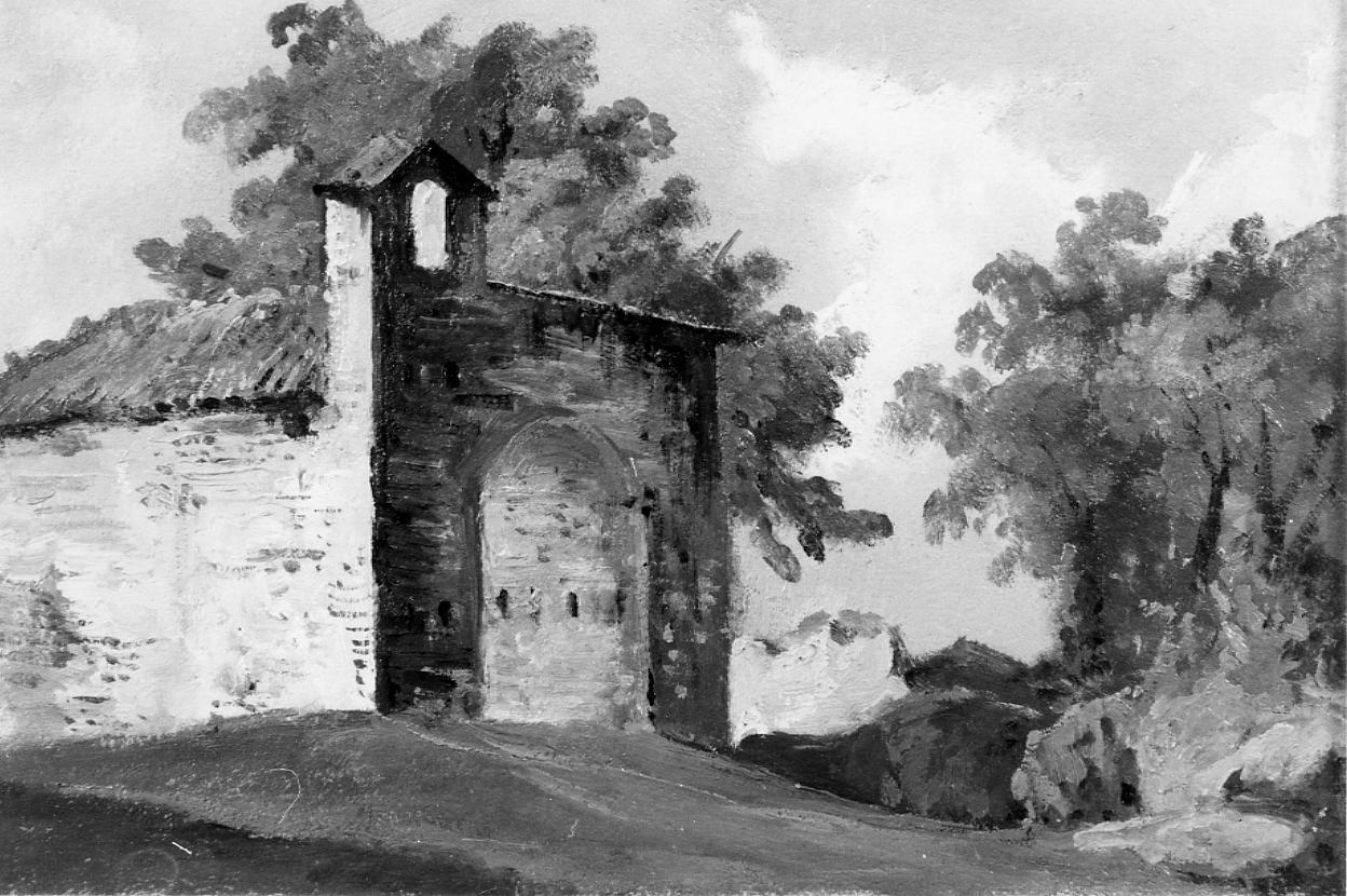 paesaggio con la chiesa di S. Giovanni alle Piagge (dipinto) di Gabrielli Giulio (sec. XIX)