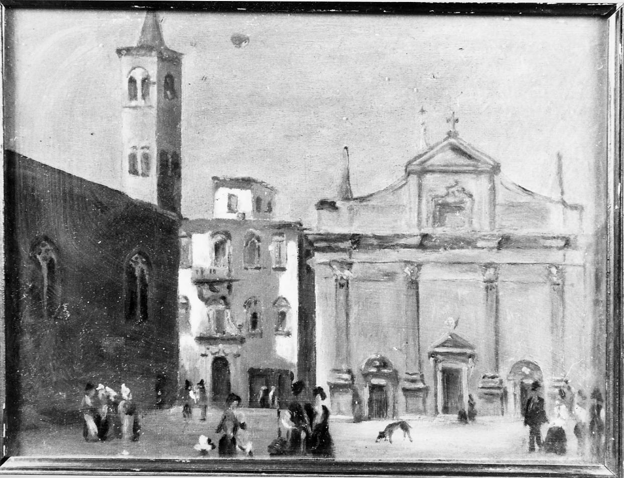 La Piazza Roma, veduta di Ascoli Piceno (dipinto) di Gabrielli Giulio (ultimo quarto sec. XIX)