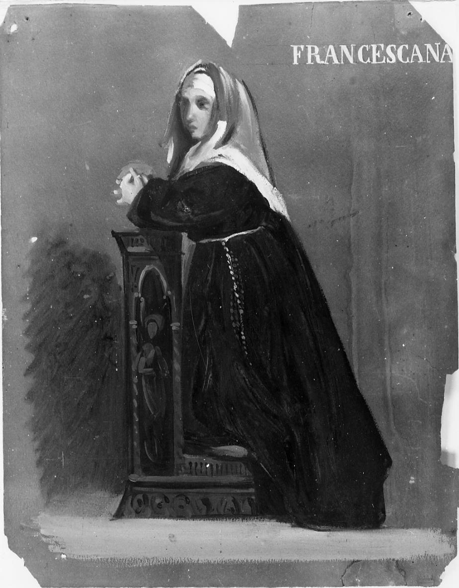 Francescana, figura femminile in abito religioso (dipinto) di Gabrielli Giulio (ultimo quarto sec. XIX)