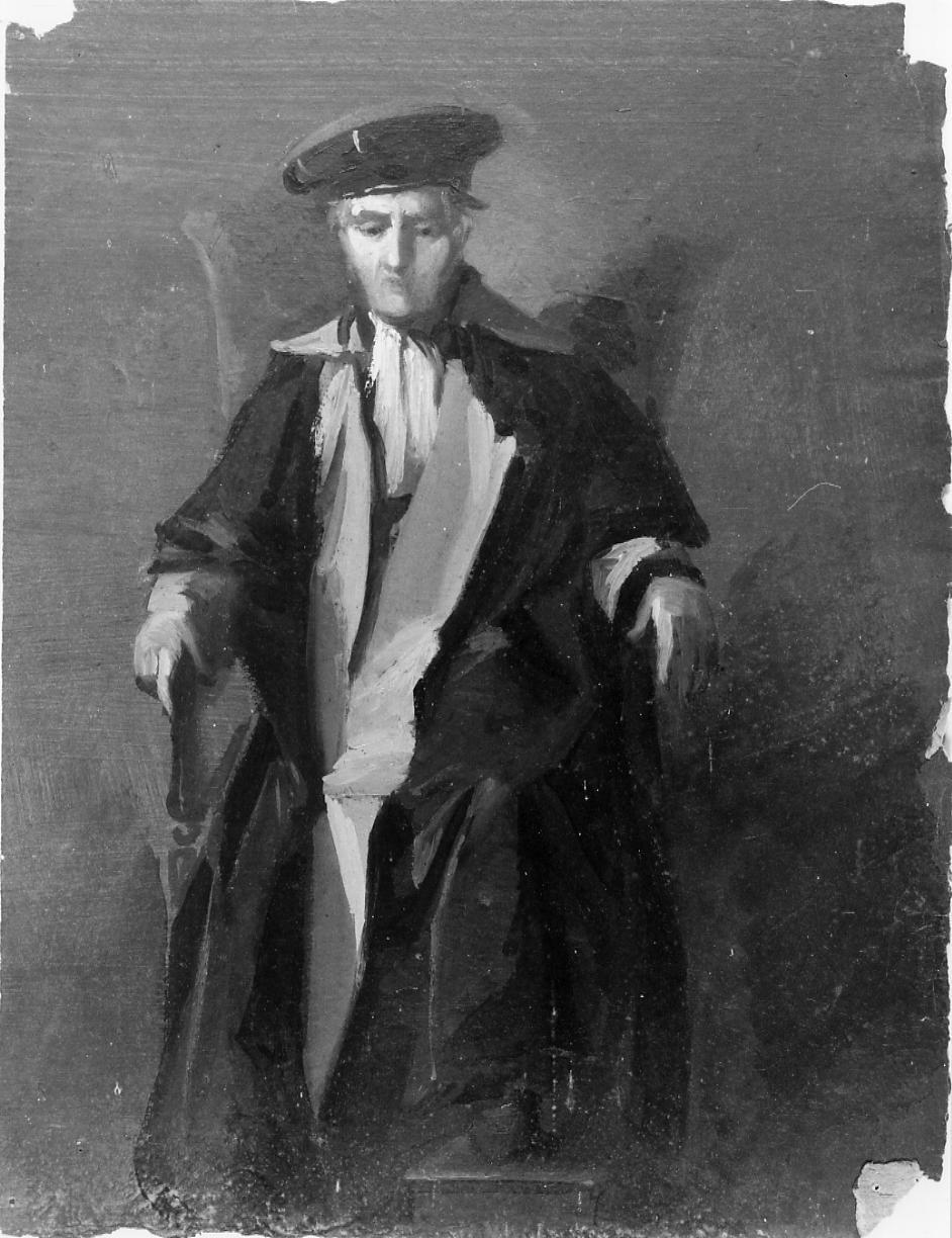 Costume di magistrato, figura maschile in abito da magistrato (dipinto) di Gabrielli Giulio (ultimo quarto sec. XIX)