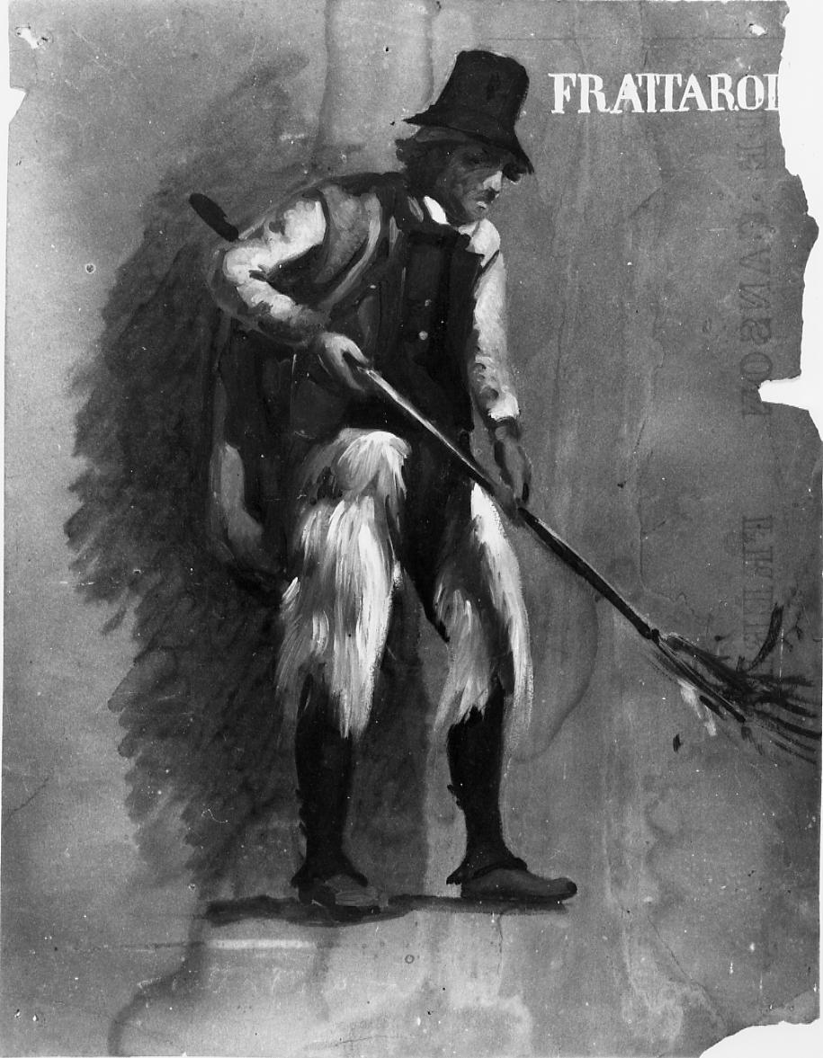 Frattarolo, figura maschile in abito da 'frattarolo' (dipinto) di Gabrielli Giulio (ultimo quarto sec. XIX)