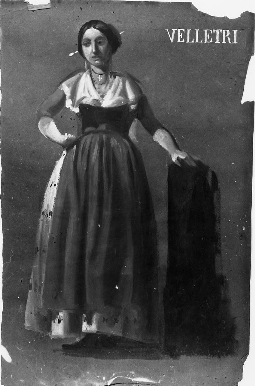 Velletri, figura femminile con costume tipico della zona di Velletri (dipinto) di Gabrielli Giulio (seconda metà sec. XIX)