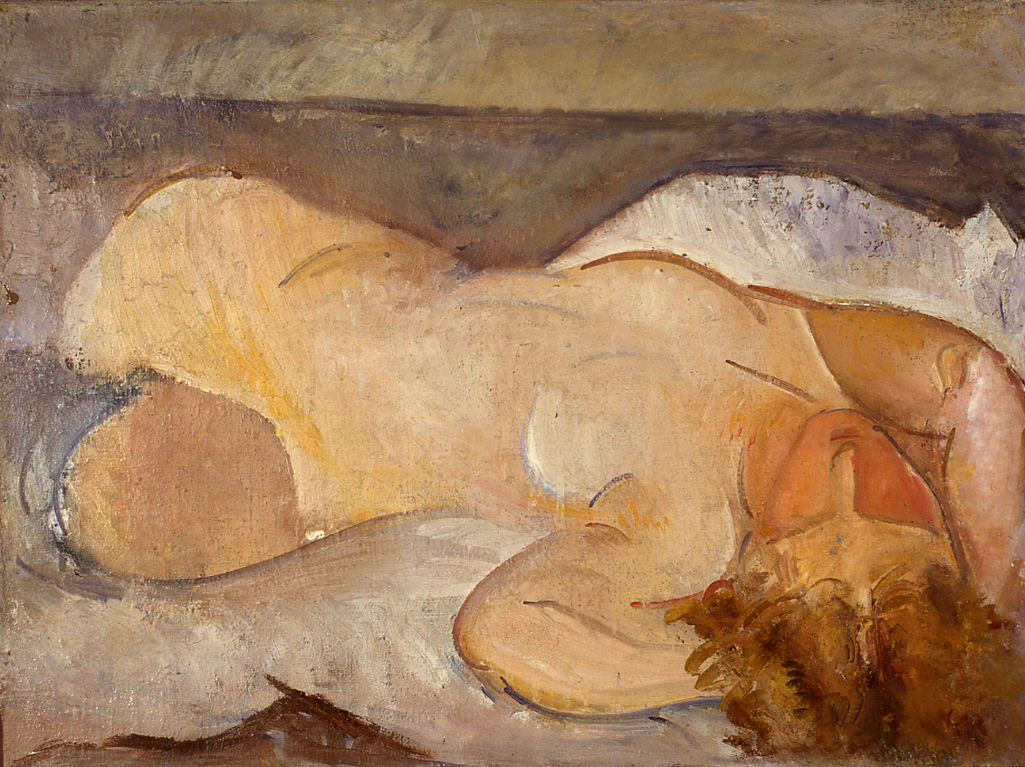 Il nudo, figura femminile nuda (dipinto) di Licini Osvaldo (sec. XX)