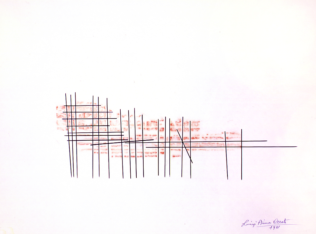 Progressione otto, su impronta prima, motivi decorativi astratti (dipinto) di Aimo Cerati Luigi (sec. XX)