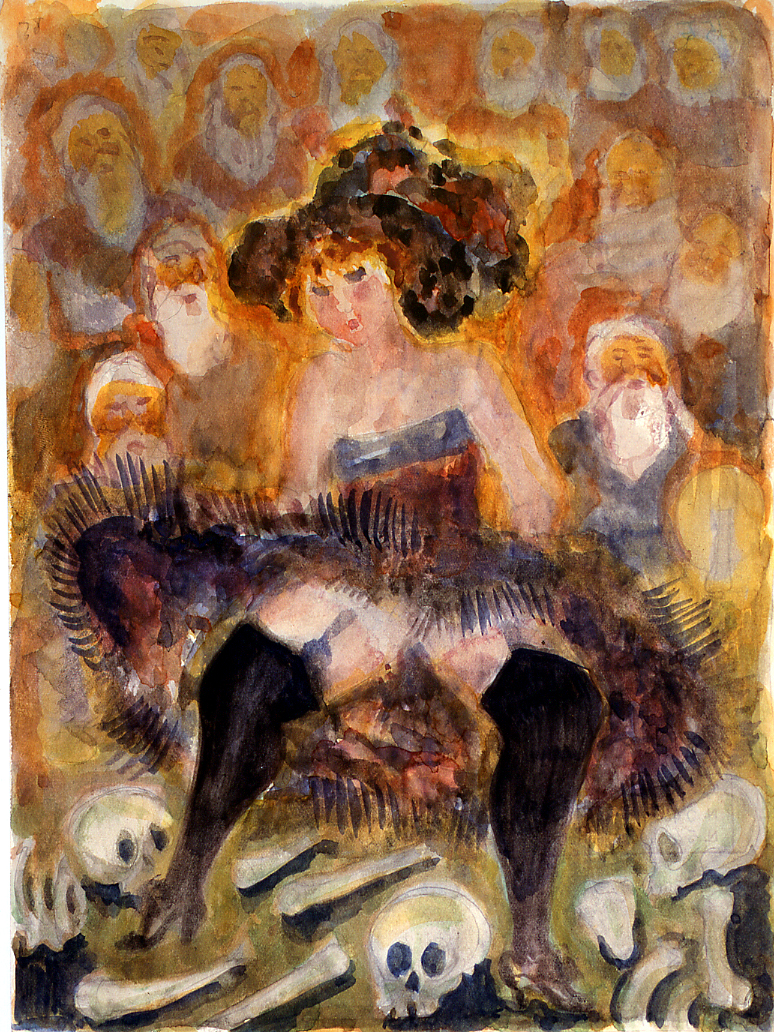 figura femminile danzante (dipinto) di Ercolani Ernesto (sec. XX)