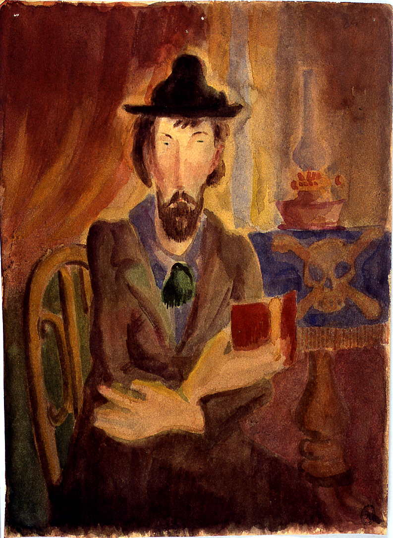 ritratto maschile seduto (dipinto) di Ercolani Ernesto (sec. XX)