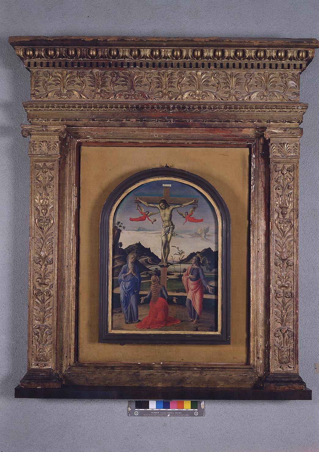 crocifissione di Cristo con la Madonna e santi (dipinto) di Bellini Jacopo (bottega) (terzo quarto sec. XV)