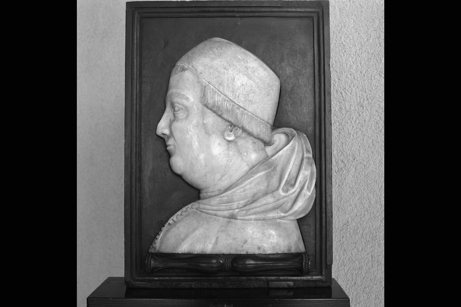 ritratto di prelato (rilievo) di Romano Giovanni Cristoforo (attribuito) (fine sec. XV)