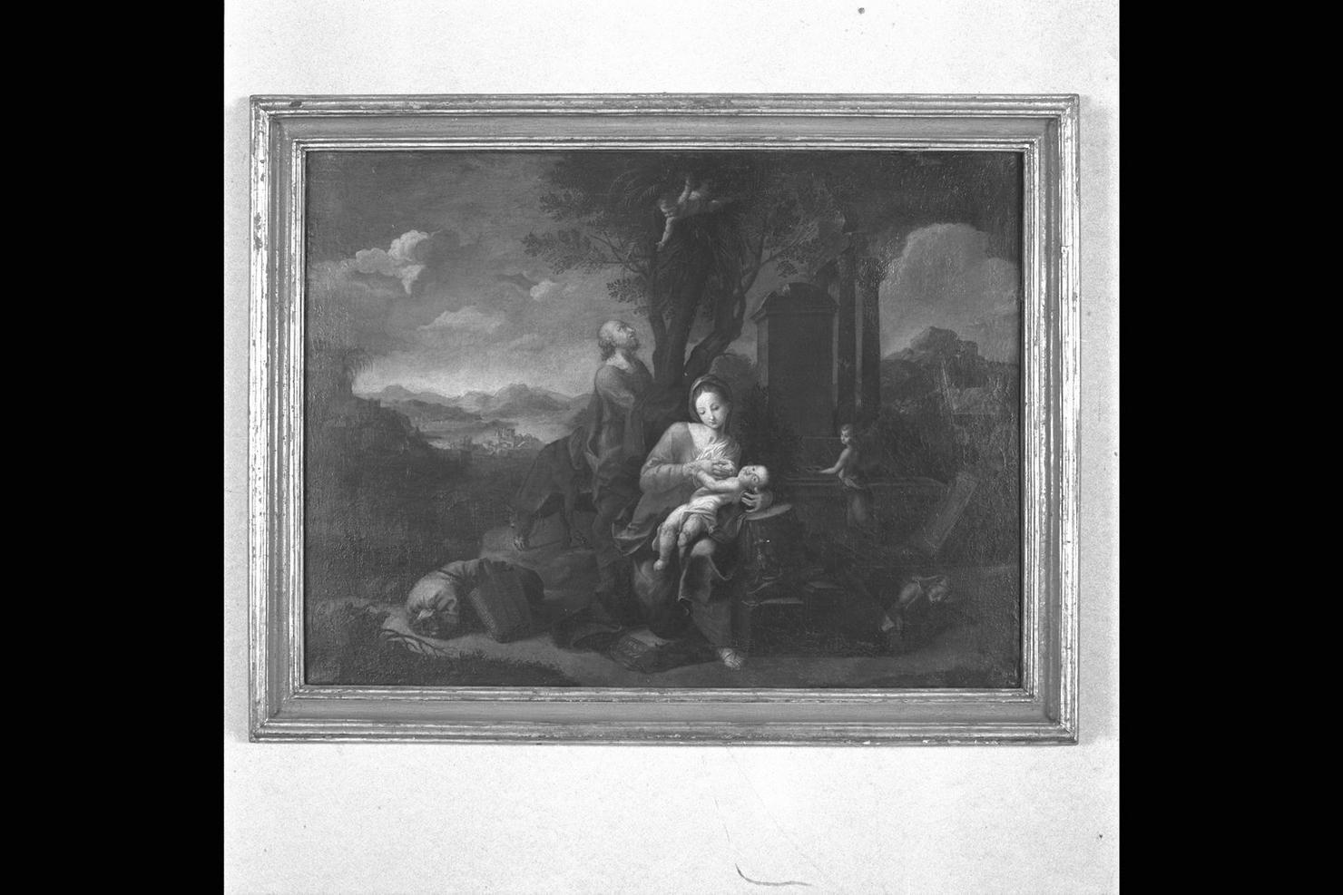 riposo nella fuga in Egitto (dipinto) di Lazzarini Giovanni Andrea (sec. XVIII)