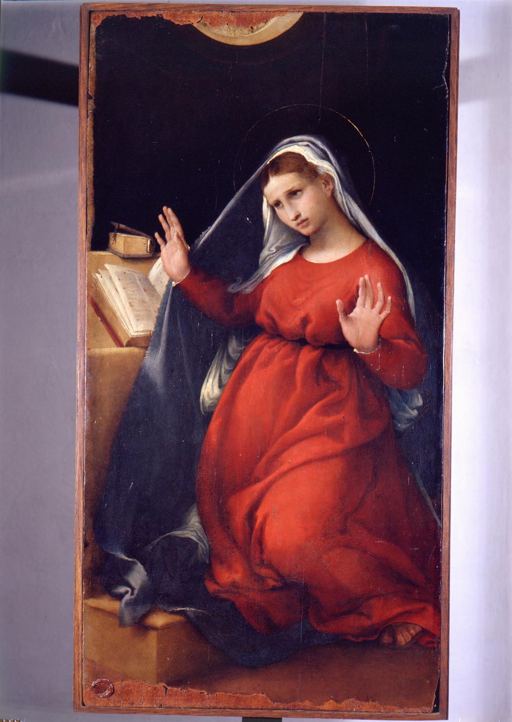 Madonna annunciata (dittico, elemento d'insieme) di Lotto Lorenzo (sec. XVI)