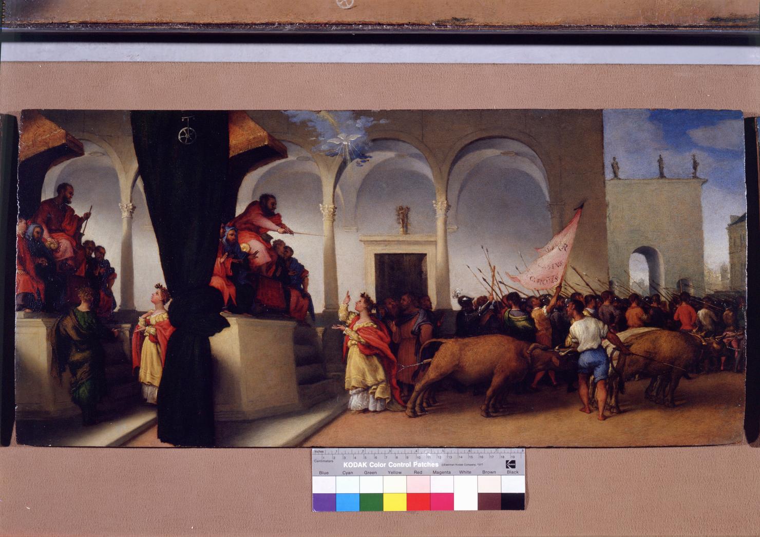 episodi della vita di Santa Lucia (pala d'altare, insieme) di Lotto Lorenzo (sec. XVI)