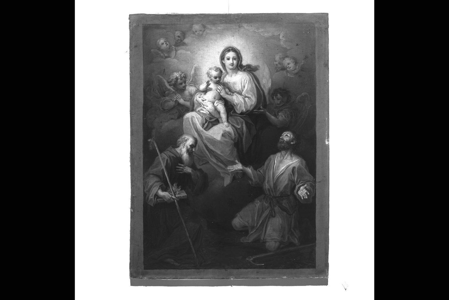 Madonna con il Bambino in trono, Sant'Antonio Abate e San Isidoro Agricola, Madonna con Bambino e Santi (dipinto) - ambito romano (prima metà sec. XVIII)