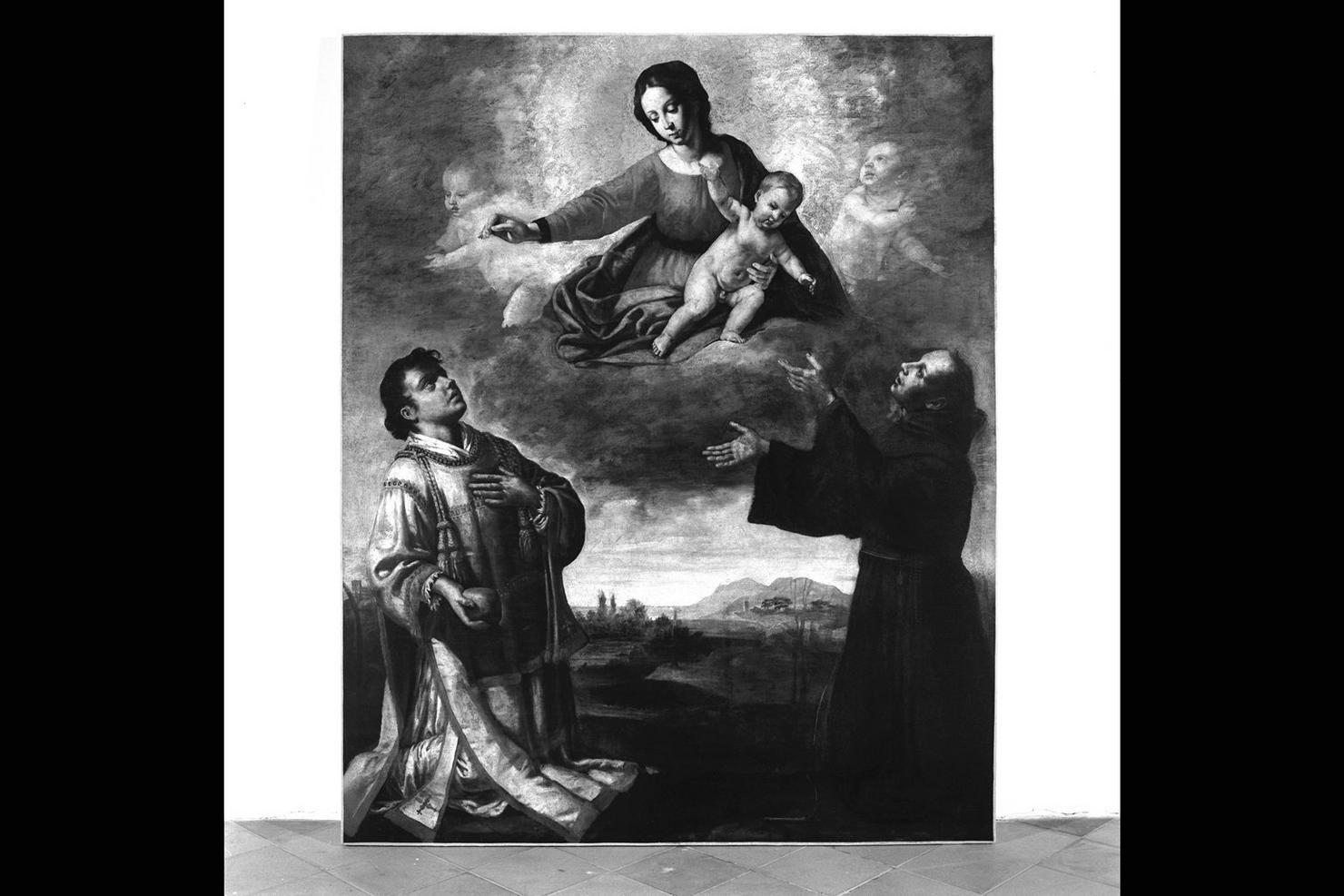 Madonna col Bambino e Santi Stefano e Francesco, Madonna con Bambino e Santi (dipinto) di Guerrieri Giovanni Francesco (metà sec. XVII)
