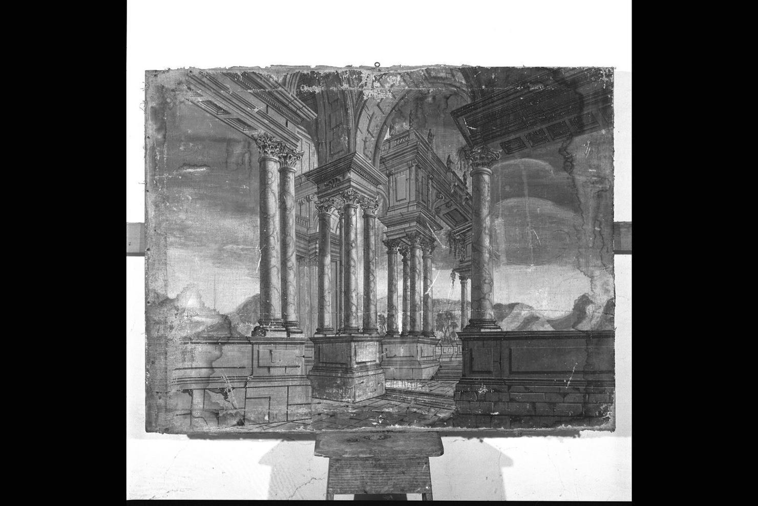 prospettiva con loggiato (dipinto) di Galli Ferdinando detto Bibiena (scuola) (sec. XVIII)