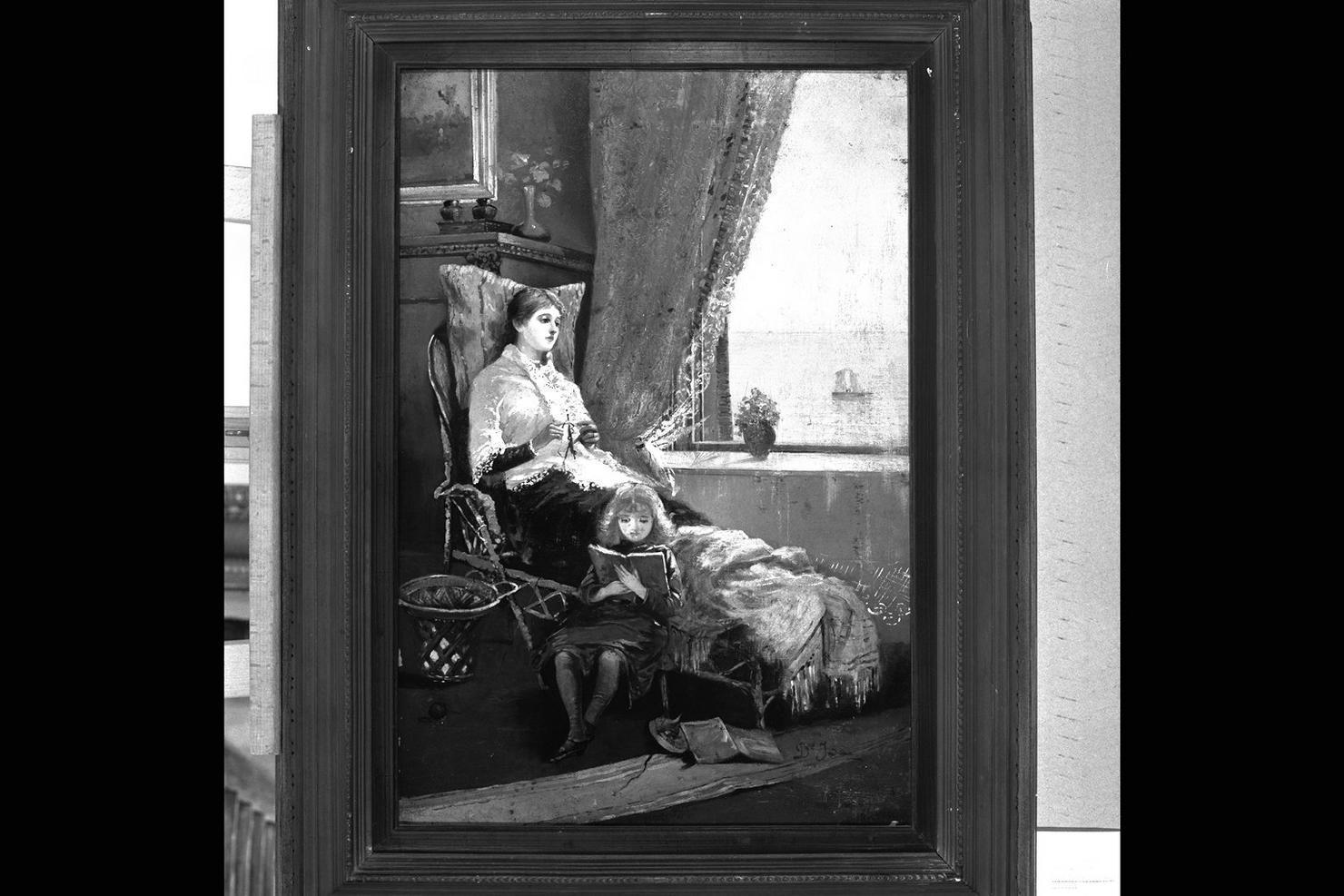 ritratto di signora con bambina (dipinto) di Induno Domenico (sec. XIX)