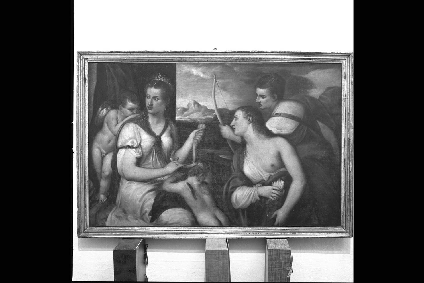 Venere seduta benda Cupido (dipinto) di Pierpaoli Giovanni (sec. XIX)