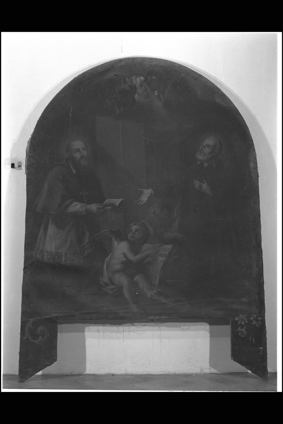 San Filippo consegna la regola a San Francesco di Sales (dipinto) di Guiducci Domenico (attribuito) (sec. XVII)