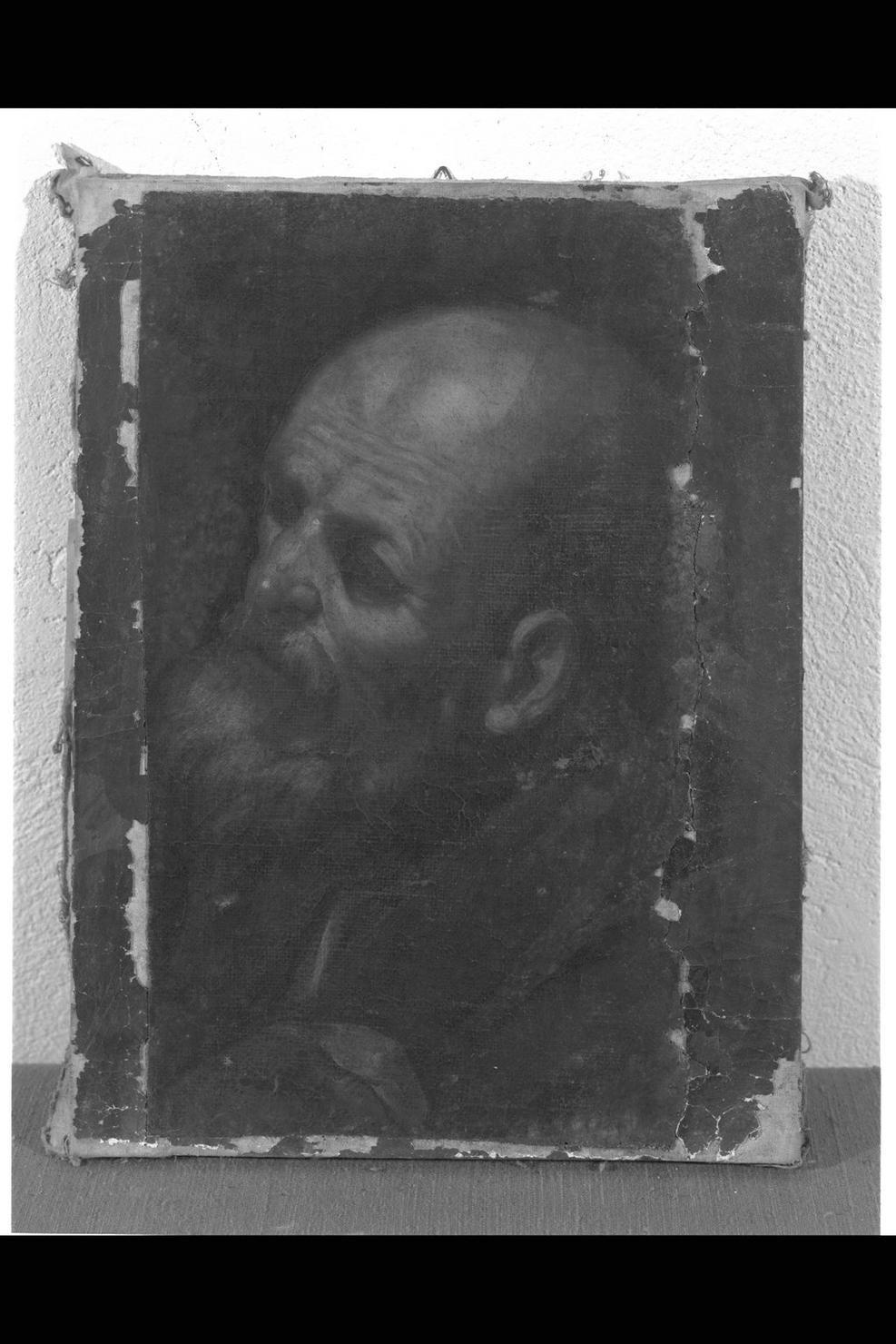 testa d'uomo con barba (dipinto, frammento) - ambito napoletano (prima metà sec. XVII)
