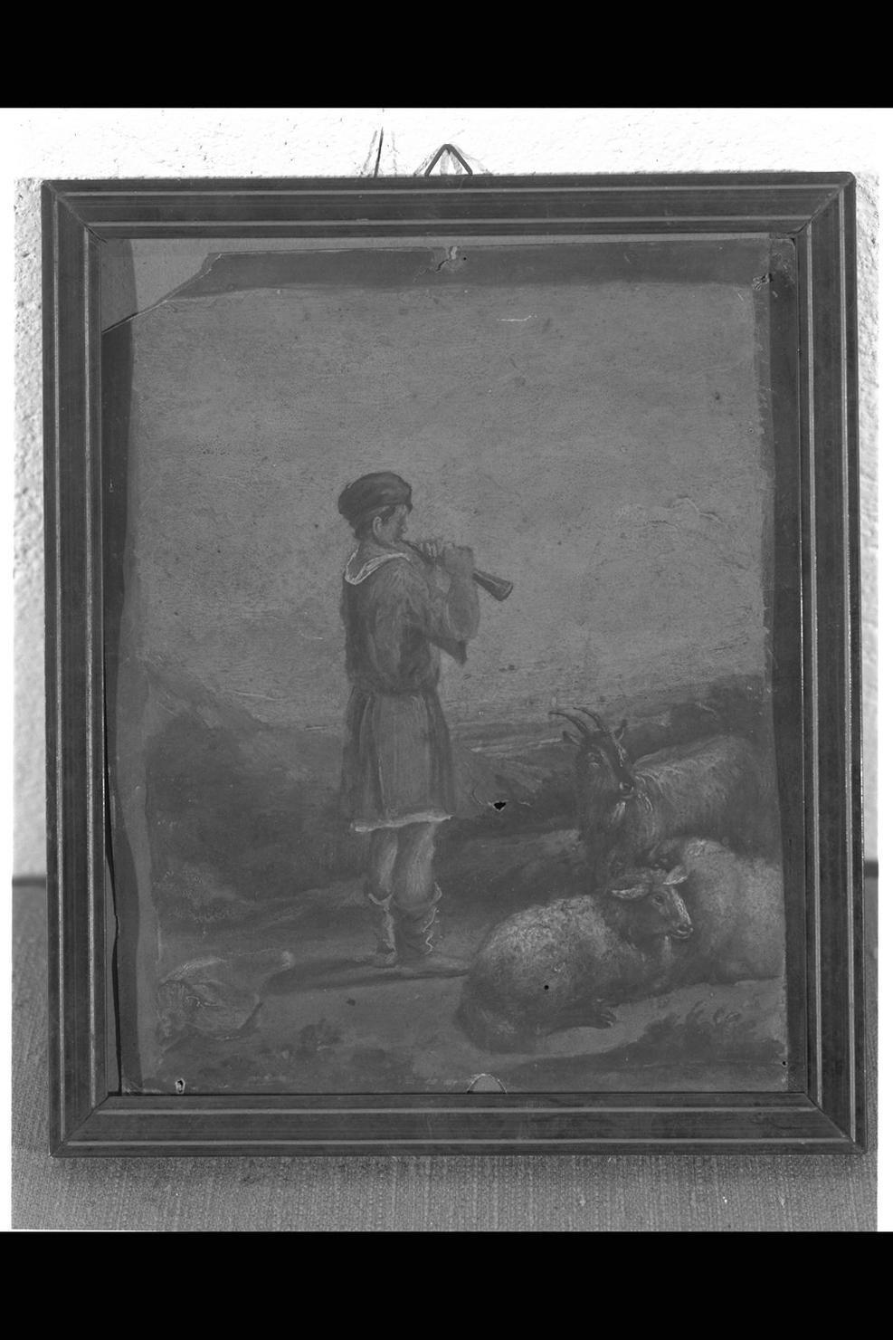 pastorello che suona il flauto (dipinto) - ambito italiano (sec. XIX)