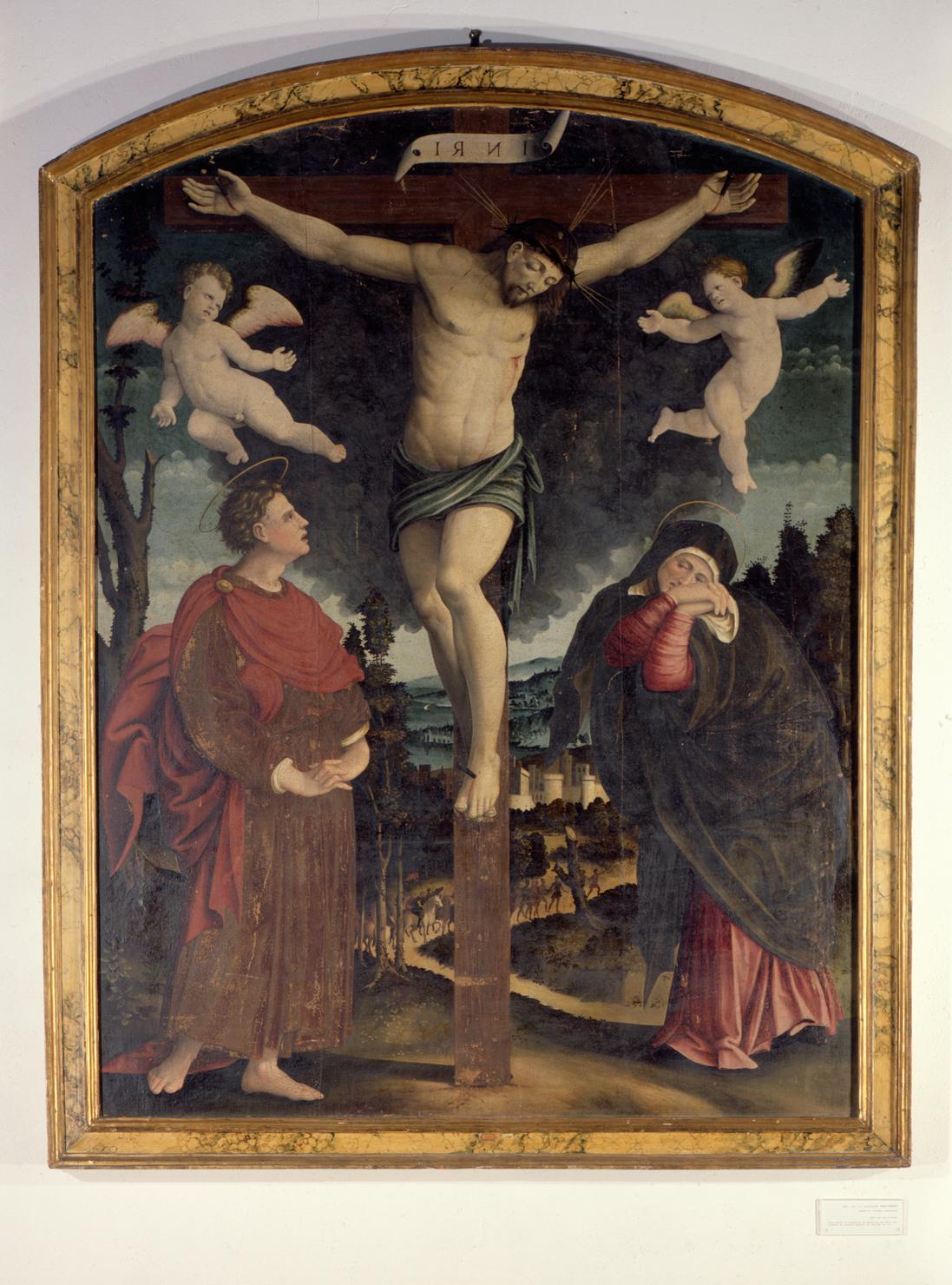 crocifissione di Cristo (dipinto) di Pagani Vincenzo (attribuito) (sec. XVI)