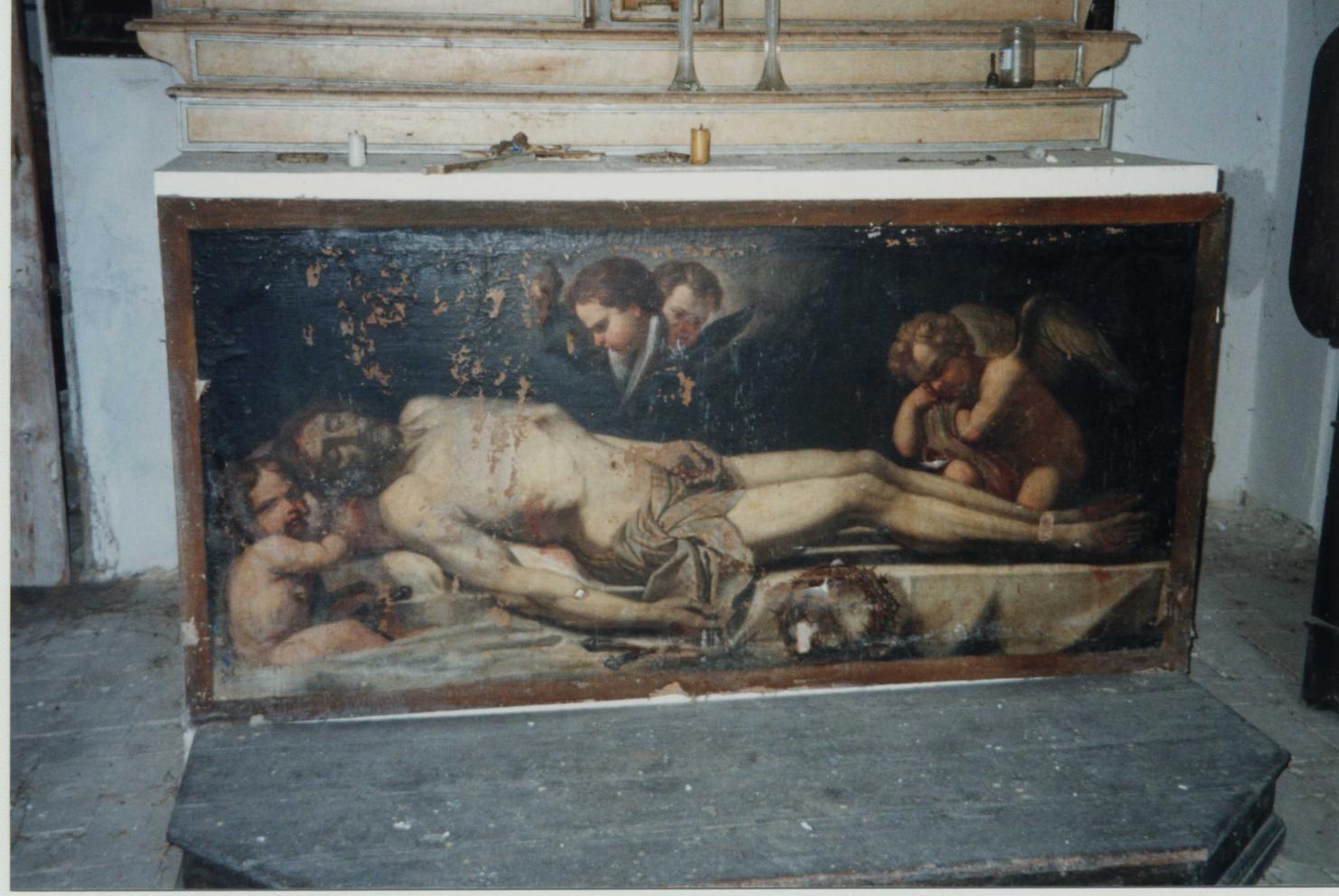 Cristo compianto dagli angeli (dipinto, elemento d'insieme) - ambito marchigiano (sec. XVIII)