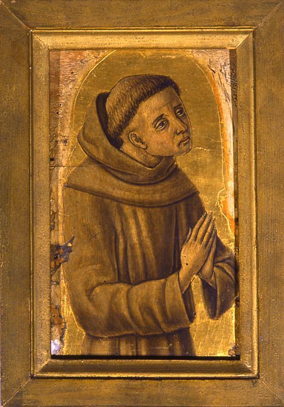 monaco francescano che prega (dipinto, frammento) di Crivelli Vittore (attribuito) (sec. XV)